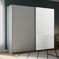 Beluga Extra Sliding Wardrobe - 226cm - 2 Door - Silk Grey & White Glass Front
