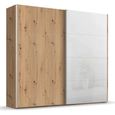 Beluga Extra Sliding Wardrobe - 226cm - 2 Door - White High Gloss & Artisan Oak Front