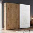 Beluga Extra Sliding Wardrobe - 226cm - 2 Door - White High Gloss & Artisan Oak Front