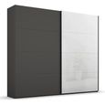 Beluga Extra Sliding Wardrobe - 226cm - 2 Door - White High Gloss & Graphite Front