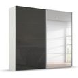 Beluga Extra Sliding Wardrobe - 226cm - 2 Door - Mirror - Alpine White & Basalt Glass