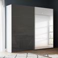 Beluga Extra Sliding Wardrobe - 226cm - 2 Door - Mirror - Alpine White & Basalt Glass