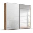 Beluga Extra Sliding Wardrobe - 226cm - 2 Door - Mirror - Artisan Oak & White Glass