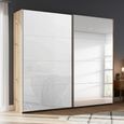 Beluga Extra Sliding Wardrobe - 226cm - 2 Door - Mirror - Artisan Oak & White Glass