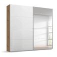Beluga Extra Sliding Wardrobe - 226cm - 2 Door - Mirror - Artisan Oak & White High Gloss