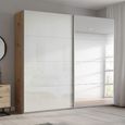 Beluga Extra Sliding Wardrobe - 226cm - 2 Door - Mirror - Artisan Oak & White High Gloss