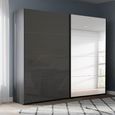 Beluga Extra Sliding Wardrobe - 226cm - 2 Door - Mirror - Graphite & Basalt Glass