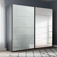 Beluga Extra Sliding Wardrobe - 226cm - 2 Door - Mirror - Graphite & Silk Grey Glass