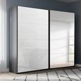 Beluga Extra Sliding Wardrobe - 226cm - 2 Door - Mirror - Graphite & White Glass