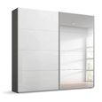 Beluga Extra Sliding Wardrobe - 226cm - 2 Door - Mirror - Graphite & White High Gloss