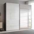 Beluga Extra Sliding Wardrobe - 226cm - 2 Door - Mirror - Graphite & White High Gloss