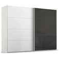 Beluga Extra Sliding Wardrobe - 271cm - 2 Door - Alpine White & Basalt Glass Front