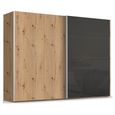 Beluga Extra Sliding Wardrobe - 271cm - 2 Door - Artisan Oak & Basalt Glass Front