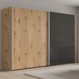 Beluga Extra Sliding Wardrobe - 271cm - 2 Door - Artisan Oak & Basalt Glass Front