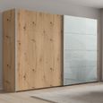 Beluga Extra Sliding Wardrobe - 271cm - 2 Door - Artisan Oak & Silk Grey Glass Front