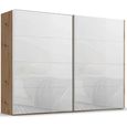 Rauch Beluga Extra 271cm 2 Door Sliding Wardrobe - Artisan Oak and White Glass