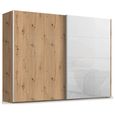 Beluga Extra Sliding Wardrobe - 271cm - 2 Door - Artisan Oak & White Glass Front