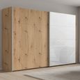 Beluga Extra Sliding Wardrobe - 271cm - 2 Door - Artisan Oak & White Glass Front