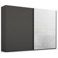 Beluga Extra Sliding Wardrobe - 271cm - 2 Door - Graphite & White Glass Front