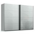 Beluga Extra Sliding Wardrobe - 271cm - 2 Door - Silk Grey & Silk Grey Glass Front