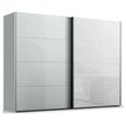 Beluga Extra Sliding Wardrobe - 271cm - 2 Door - Silk Grey & White Glass Front