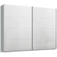 Beluga Extra Sliding Wardrobe - 271cm - 2 Door - Silk Grey & White High Gloss