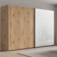 Beluga Extra Sliding Wardrobe - 271cm - 2 Door - White High Gloss & Artisan Oak Front
