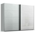 Beluga Extra Sliding Wardrobe - 271cm - 2 Door - White High Gloss & Silk Grey Front