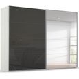 Beluga Extra Sliding Wardrobe - 271cm - 2 Door - Mirror - Alpine White & Basalt Glass