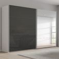 Beluga Extra Sliding Wardrobe - 271cm - 2 Door - Mirror - Alpine White & Basalt Glass