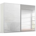 Beluga Extra Sliding Wardrobe - 271cm - 2 Door - Mirror - Alpine White & White Glass