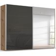 Beluga Extra Sliding Wardrobe - 271cm - 2 Door - Mirror - Artisan Oak & Basalt Glass