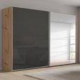 Beluga Extra Sliding Wardrobe - 271cm - 2 Door - Mirror - Artisan Oak & Basalt Glass