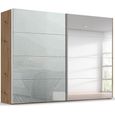 Beluga Extra Sliding Wardrobe - 271cm - 2 Door - Mirror - Artisan Oak & Silk Grey Glass
