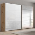 Beluga Extra Sliding Wardrobe - 271cm - 2 Door - Mirror - Artisan Oak & White Glass