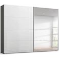 Beluga Extra Sliding Wardrobe - 271cm - 2 Door - Mirror - Graphite & White High Gloss