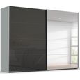 Beluga Extra Sliding Wardrobe - 271cm - 2 Door - Mirror - Silk Grey & Basalt Glass