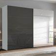 Beluga Extra Sliding Wardrobe - 271cm - 2 Door - Mirror - Silk Grey & Basalt Glass