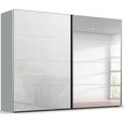 Beluga Extra Sliding Wardrobe - 271cm - 2 Door - Mirror - Silk Grey & White Glass
