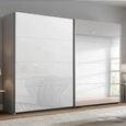 Beluga Extra Sliding Wardrobe - 271cm - 2 Door - Mirror - Silk Grey & White Glass