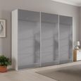 Beluga Extra Sliding Wardrobe - 271cm - 3 Door - Grey Mirrored - Alpine White