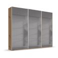 Beluga Extra Sliding Wardrobe - 271cm - 3 Door - Grey Mirrored - Artisan Oak