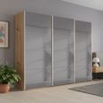 Beluga Extra Sliding Wardrobe - 271cm - 3 Door - Grey Mirrored - Artisan Oak