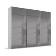 Beluga Extra Sliding Wardrobe - 271cm - 3 Door - Grey Mirrored - Silk Grey