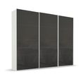 Beluga Extra Sliding Wardrobe - 271cm - 3 Door - Alpine White & Basalt Glass