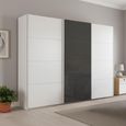 Beluga Extra Sliding Wardrobe - 271cm - 3 Door - Alpine White & Basalt Glass Front