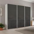 Beluga Extra Sliding Wardrobe - 271cm - 3 Door - Alpine White & Basalt Glass