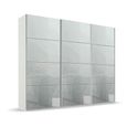 Beluga Extra Sliding Wardrobe - 271cm - 3 Door - Alpine White & Silk Grey Glass