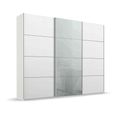 Beluga Extra Sliding Wardrobe - 271cm - 3 Door - Alpine White & Silk Grey Glass Front