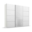 Beluga Extra Sliding Wardrobe - 271cm - 3 Door - Alpine White & White Glass Front